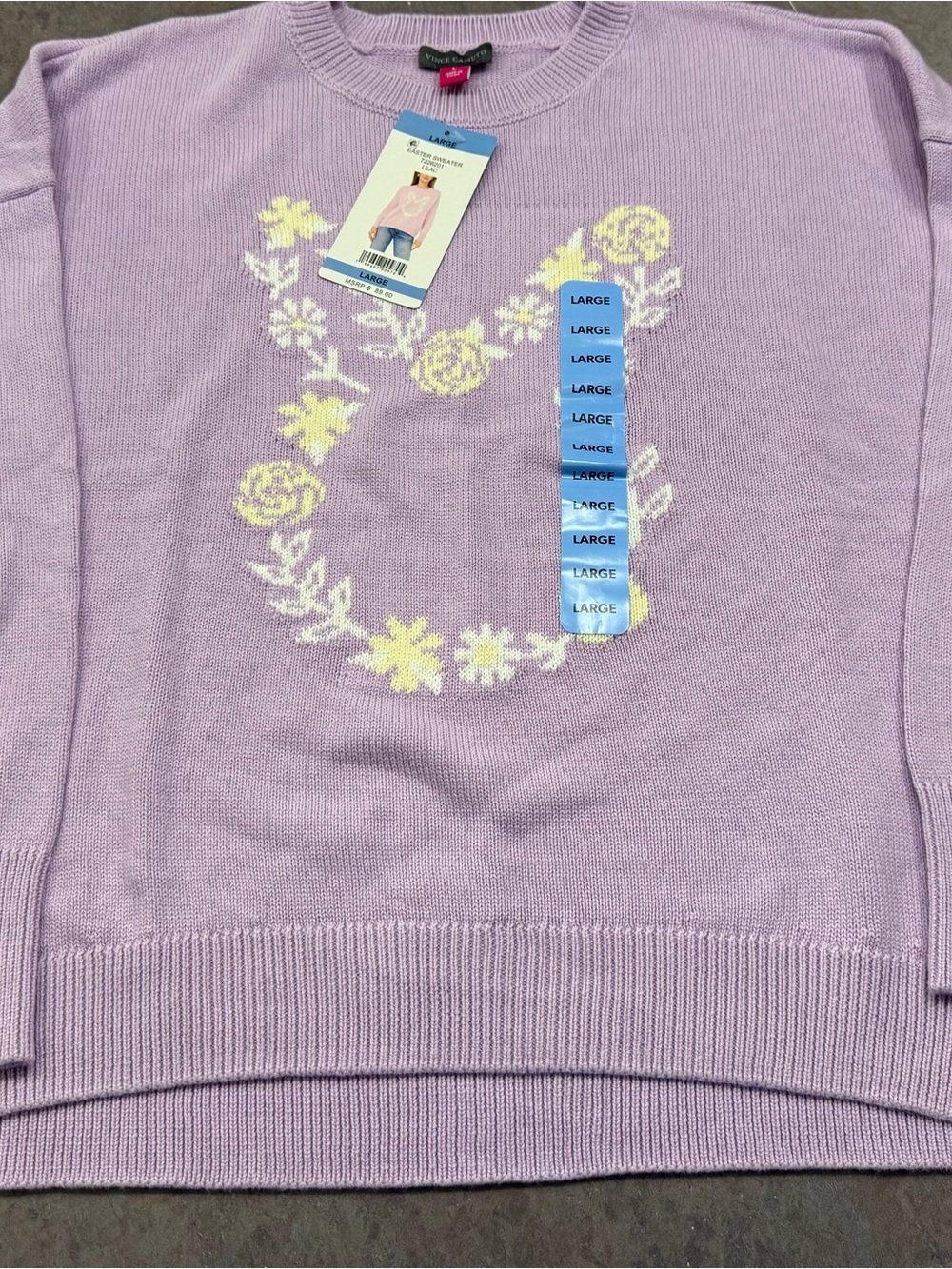 Vincent Camuto Lavender Floral Easter Crewneck Sweater